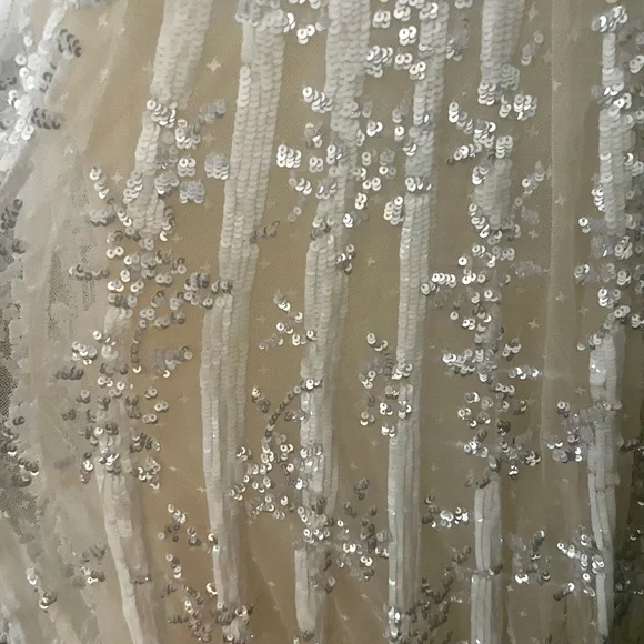 NEEDLE AND THREAD long, sequin gown.